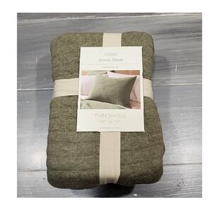 Threshold Jersey Sham Olive Green Standard 20x26 Quilted Cotton NEW